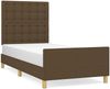 Einzelbett mit Kopfteil Stoff Dunkelbraun 90x190 cm Bild 2