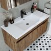 Roomart ATRIA-100 Badmöbel Set– 4-teiliges Badezimmermöbel Set - Waschbeckenunterschrank mit Keramikwaschbecken, Spiegelschrank & Hochschrank - H 45 x B 45 x T 100 cm • Eiche Bild 5