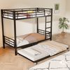 Metall-Etagenbett mit ausziehbarem Rollbett, 90×200 & 90×190 cm, platzsparendes Eisenbett für Kinderzimmer und Jugendzimmer Bild 3