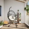 vidaXL Hängesessel Ei-Design mit Ständer Beige Rattan und Stahl 4007404 Bild 3
