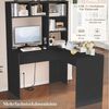 Homfa Schreibtisch mit Steckdose, Eckschreibtisch L-förmig, Computertisch Bürotisch weiß 152cm Bild 2