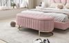 Merax Fußbank 120 x 40 cm, gepolsterte Fußbank mit Stauraum, Sofabank Bank, Samtstoff rosa Bild 5