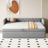 Merax Einzelbett, Polsterbett 90*200 cm&90*190 cm, Daybett Tagesbett Ausziehbares Schlafsofa, Mit Lattenrost, Multifunktionales Bett-Gästebett, Samt, Hellgrau Bild 5
