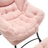 Loungesessel mit Hocker, Flanell & Stahlgestell, 70x64x95 cm, Rosa Bild 4
