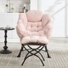 Loungesessel mit Hocker, Flanell & Stahlgestell, 70x64x95 cm, Rosa Bild 3