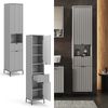 Badschrank Eliza Grau 40 x 190 cm mit Türen, und Schublade Vicco Bild 2