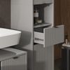 Badschrank Eliza Grau 40 x 190 cm mit Türen, und Schublade Vicco Bild 5