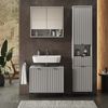 Badschrank Eliza Grau 40 x 190 cm mit Türen, und Schublade Vicco Bild 4