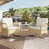 Gartenset beige-schwarz aus verzinktem Eisen, Rattan & wasserfestem Polyester-Stoff Bild 2