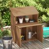 Geräteschuppen Holz Gartenhaus Aufbewahrung 3 Fächer klappbarer Tisch Tannenbraun wetterfest Bild 2