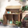 Geräteschuppen Holz Gartenhaus Aufbewahrung 3 Fächer klappbarer Tisch Tannenbraun wetterfest Bild 3