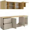 Vente-unique - YORINA Küchenmöbel Holz, Platte BeigeBeige - B 60 cm x H 85 cm x L 242 cm Bild 4