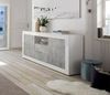 Dmora Kommode Antina, Wohnzimmerbuffet, Wohnzimmer-Sideboard, Moderne Küchen-Speisekammer, Made in Italy, 184x42 h86 cm, Glänzendes Weiß undZement Bild 2