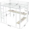 Hochbett mit Rausfallschutz, Schreibtisch, Regal, Leiter und Lattenrost, 90x200 cm, Metallbett, Jugendbett, Kinderbett Bild 4