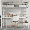 Hochbett mit Rausfallschutz, Schreibtisch, Regal, Leiter und Lattenrost, 90x200 cm, Metallbett, Jugendbett, Kinderbett Bild 2
