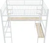 Hochbett mit Rausfallschutz, Schreibtisch, Regal, Leiter und Lattenrost, 90x200 cm, Metallbett, Jugendbett, Kinderbett Bild 5