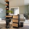 Schminktisch Sherry Anthrazit/Goldkraft Eiche 90 x 75 cm mit LED-Spiegel und Hocker Vicco Bild 4