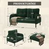 LVHOM Cord 3er-Set 2-Sitzer+Sessel+Hocker, Flexibel für Wohnzimmer Ecksofa mit Seitentaschen, Sitzgruppe Grün Bild 2