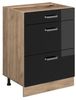 Küchenunterschrank R-Line Schwarz Hochglanz 60 cm mit Schubladen, ohne Arbeitsplatte Vicco Bild 4
