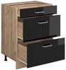 Küchenunterschrank R-Line Schwarz Hochglanz 60 cm mit Schubladen, ohne Arbeitsplatte Vicco Bild 3