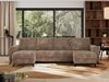 U-förmige Ecksofa, XXL Universalecke mit losen Kissen zum Wohnzimmer, Bettkästen und Schlaffunktion, schwarze Metallbeine - AXEL U - Braun Cord Bild 4