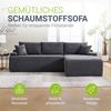 Juskys Sofa Coredo - modernes Cord Sofa mit Ottomane rechts, gemütliche Couch mit Schaumstoffpolsterung, Cordbezug & Kissen, modular - Dunkelgrau Bild 2