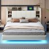 OKWISH Polsterbett Funktionsbett,Stauraumbett,Doppelbett,Gästebett,Jugendbett (Polsterbett, mit Wendbarem Kopfteil, USB-Anschluss & LED-Lichtleiste, Stauraum, Beige, Stabiler Metallrahmen für Schlafzimmer & Jugendzimmer, Polsterbett 160x200 cm) Bild 2