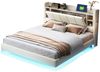 OKWISH Polsterbett Funktionsbett,Stauraumbett,Doppelbett,Gästebett,Jugendbett (Polsterbett, mit Wendbarem Kopfteil, USB-Anschluss & LED-Lichtleiste, Stauraum, Beige, Stabiler Metallrahmen für Schlafzimmer & Jugendzimmer, Polsterbett 160x200 cm) Bild 5