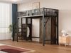 Merax Hochbett, Metall-Kinderbett 90 × 200 cm, Komplett Mit Großem Kleiderschrank, Schubladen und Aufbewahrungsleiter, Schwarz Bild 5