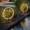 Arnusa LED Solarleuchte Gartenstecker Leuchtringe Aluminium 35 cm Gartenleuchte Wegeleuchte, Dimmfunktion, LED fest integriert, Warmweiß, mit Erdspieß, starker Akku lange Leuchtzeit Bild 2