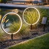 Arnusa LED Solarleuchte Gartenstecker Leuchtringe Aluminium 35 cm Gartenleuchte Wegeleuchte, Dimmfunktion, LED fest integriert, Warmweiß, mit Erdspieß, starker Akku lange Leuchtzeit Bild 3
