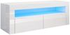 SONNI Lowboard TV Lowboard weiss Hochglanz mit LED Beleuchtung, Breite 120 cm, 12 Farben können eingestellt Werden, mit Klapptür, Griffloses Design Bild 3