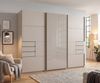 Schwebetürenschrank Kleiderschrank 3-trg 270 cm Beige Grau Glasfront Schubkästen Bild 3