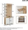 Merax 180cm Garderobenständer mit Garderobe, Schuhaufbewahrung, Flurausstattung mit Kleiderhaken, Flurschrank mit 5-lagiger Stauraumeinteilung und Stauraumschränken, Holzfarbe + weiß Bild 4
