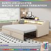 Merax Polsterbett Ausziehbares Schlafsofa 90/180 x 190 cm, Multifunktionales Staufach, LED-Licht und USB-Buchse, mit Lattenrost, Beige Bild 2