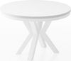 WFL GROUP Esstisch Clara White im Loft-Stil rund ausziehbar mit weißen Metallbeinen (MADE IN EU, erhältlich in zwei Größen – 100/120 cm, ausziehbar auf 180/200 cm), platzsparender Industrial Tisch in Holzoptik für Wohnzimmer oder Küche Bild 4