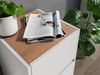 Nachttisch Yako 40cm 2 SoftClose stehend Weiß & Eiche Top : Weiss hochglanz / Oak Gold Bild 3
