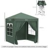 Faltbarer Pavillon 2x2 m mit 4 abnehmbaren Seitenwänden und Tragetasche, aus Metall und Polyester, grün Bild 5