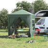 Faltbarer Pavillon 2x2 m mit 4 abnehmbaren Seitenwänden und Tragetasche, aus Metall und Polyester, grün Bild 3