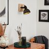 hofstein Wandleuchte »Mitterthal« Wandlampe aus Metall/Holz in Schwarz/Natur, ohne Leuchtmittel, Schirm ist drehbar, m. Lichteffekt, Vintage/Retro Design, 1xE14 Bild 3