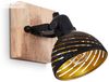 hofstein Wandleuchte »Mitterthal« Wandlampe aus Metall/Holz in Schwarz/Natur, ohne Leuchtmittel, Schirm ist drehbar, m. Lichteffekt, Vintage/Retro Design, 1xE14 Bild 2