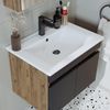 Roomart ATRIA-65 Badmöbel Set– 3-teiliges Badezimmermöbel Set - Unterschrank, Waschbecken & Spiegelschrank - H 45 x B 45 x T 65 cm • Anthrazit-Eiche Bild 5