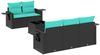 vidaXL 6-teiliges Gartensofa-Set mit Kissen, schwarzes Polyrattan 3219896 Bild 2