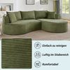 STILVORA Loungesofa mit Getränkehalter 3-Sitzer Kompressionssofa mit Kissen Cord Grün, Relaxsofa mit Bogenförmiges Design, für Wohnzimmer, Hotels, Apartments und Büros Bild 2