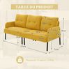 3-Sitzer-Sofa aus Cord mit Seitentasche, 171 x 72 x 80 cm, Gelb Bild 4
