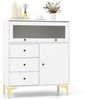 Kommode mit 3 Schubladen & 2 Türen Sideboard mit hochklappbarer Glastür 80 x 40 x 95,5 cm Weiß Bild 2