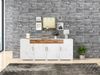 Sideboard 208x39,5x80 cm in Weiß mit Marmorieroptik, 4 Türen und 2 Schubladen Bild 3