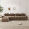 Modulares Sofa aus Cord, 4-Sitzer mit Chaiselongue, Tiefsitz, 382x177x69 cm, braun Bild 2
