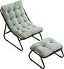 LVHOM Sessel mit Hocker, Gepolsterter Loungesessel aus Cord mit Metallgestell, ergonomischer Relaxsessel für Wohnzimmer und Schlafzimmer, Grün Bild 2
