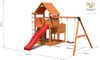 Fungoo Spielturm "Big Leader Move Red", teak,mit Doppelschaukel, Rutsche, Kletterwand, Holzdach und Sandkasten Bild 2